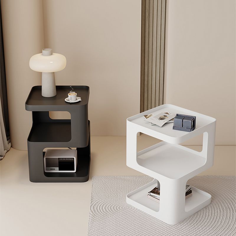 Ultra-Modern Side End Snack Table with Metal Shelves Bedroom Side Table Clearhalo 'Coffee & Accent Tables' 'End & Side Tables' 'end_side_tables' 'furn' 'furn_end_side_tables' 'Furniture' 'Living Room Furniture' 1200x1200_a15529ec-f08d-46d4-8f1c-a1ca7e732ad9