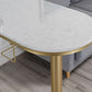 Glam White Marble Counter Table with Specialty Table Top Double Pedestal Table - 42" H Clearhalo 'Bar Furniture' 'Bar Tables' 'bar_tables' 'furn' 'furn_bar_tables' 'Furniture' 'furniture_bar_tables' 'Kitchen & Dining Furniture' 1200x1200_a1556333-5397-4a6c-a981-3d3ca733de20