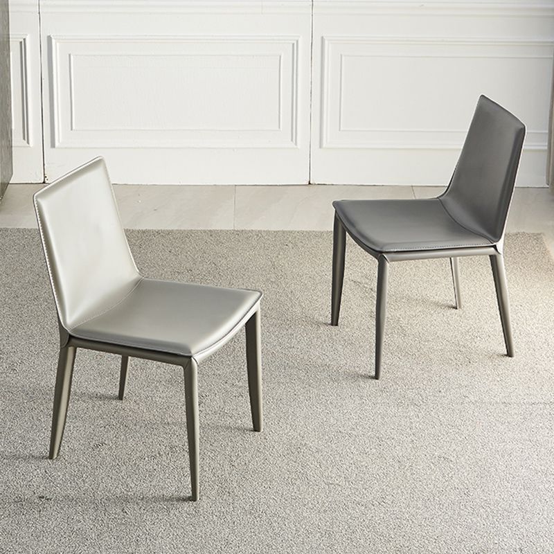 Faux Leather Matte Finish Dining Chair Modern Solid Back Side Chair