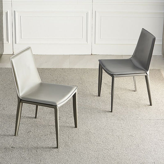 Faux Leather Matte Finish Dining Chair Modern Solid Back Side Chair