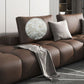 American Traditional Faux Square Arm Sectionals 37.4"High Leather Cushions Sofa,Dark Brown Clearhalo 'furn' 'furn_sectionals' 'Furniture' 'furniture_sectionals' 'kitchen' 'kitchen_sectionals' 'Living Room Furniture' 'Sectionals' 1200x1200_a1587c46-7553-4b61-a5f7-b1ce9548c92d