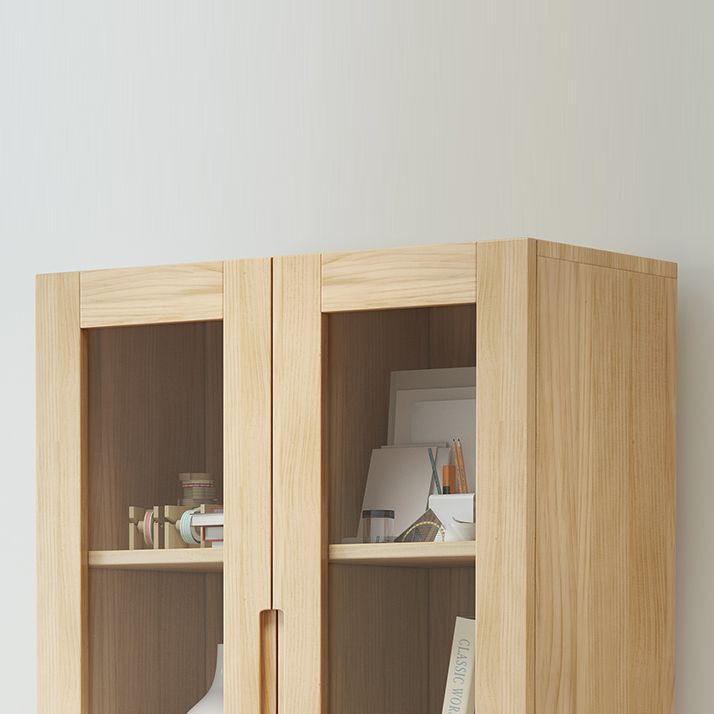 Scandinavian Solid Wood Bookcase Natural Closed Back Bookshelf with Door Clearhalo 'Bookcases' 'furn' 'furn_bookcases' 'Furniture' 'furniture_bookcases' 'Office Furniture' 1200x1200_a15ab9bf-3fa5-41d0-9ecd-3c4d5a176aa2