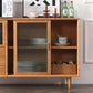 3-Drawer Pine Wood Sideboard Modern Glass Sliding Door Cabinets Credenza for Living Room Clearhalo 'buffet_sideboard' 'Buffets & Sideboards' 'furn' 'furn_buffet_sideboard' 'Furniture' 'furniture_buffet_sideboard' 'Kitchen & Dining Furniture' 1200x1200_a15b43a3-6003-4630-9365-756b2be4b356