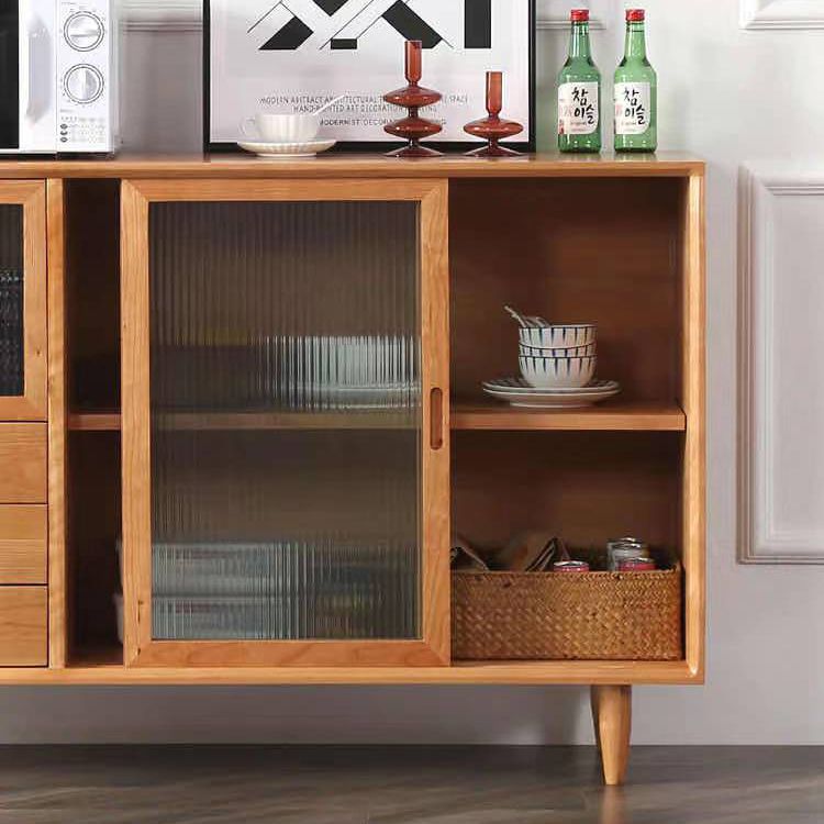 3-Drawer Pine Wood Sideboard Modern Glass Sliding Door Cabinets Credenza for Living Room Clearhalo 'buffet_sideboard' 'Buffets & Sideboards' 'furn' 'furn_buffet_sideboard' 'Furniture' 'furniture_buffet_sideboard' 'Kitchen & Dining Furniture' 1200x1200_a15b43a3-6003-4630-9365-756b2be4b356