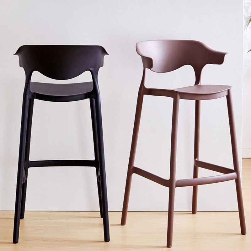Contemporary Low Back Plastic Armless Bar Stools with Footrest