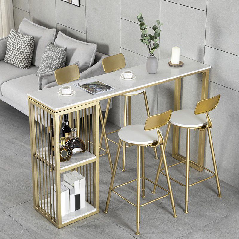 Rectangular Bar Table Set Glam 1/2/3/5 Pieces Bar Table and Stools for Dining Room Clearhalo 'Bar Furniture' 'furn' 'furn_home_bar_bar_sets' 'Furniture' 'Home Bars & Bar Sets' 'home_bar_bar_sets' 'Kitchen & Dining Furniture' 1200x1200_a15c6057-bf55-4359-a1d8-a7c93c7a3867