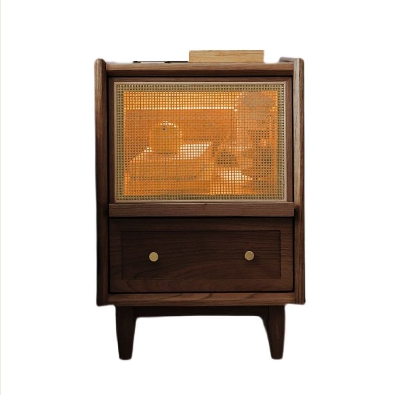 Wicker & Rattan Moderner Nachttisch Massivholz Aufbewahrung Nachttisch