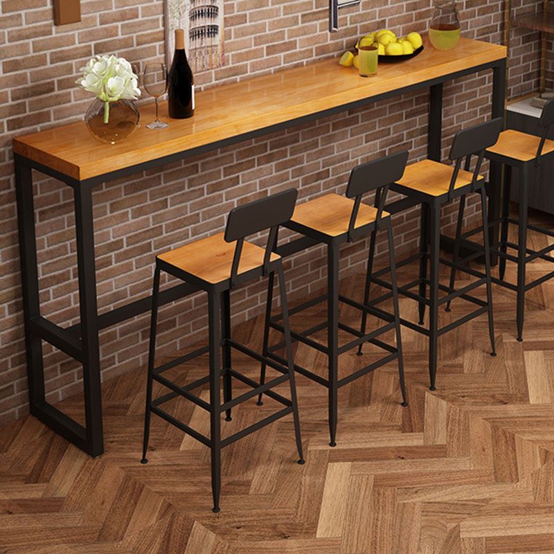Mesa rectangular con altura de barra Mesa de bar de madera maciza de 41,3 "de alto con base negra