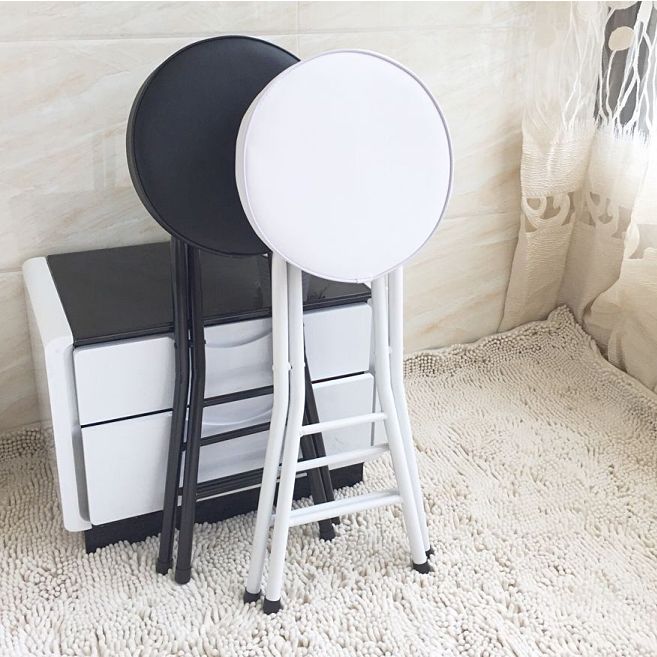 Foldable Bistro Round Shape High Chair Modern Counter Chair with Metal 4 Legs Clearhalo 'Bar Furniture' 'Bar Stools' 'bar_stools' 'furn' 'furn_bar_stools' 'Furniture' 'Kitchen & Dining Furniture' 1200x1200_a16110c4-c38f-4f28-8c60-2afbbef3f542