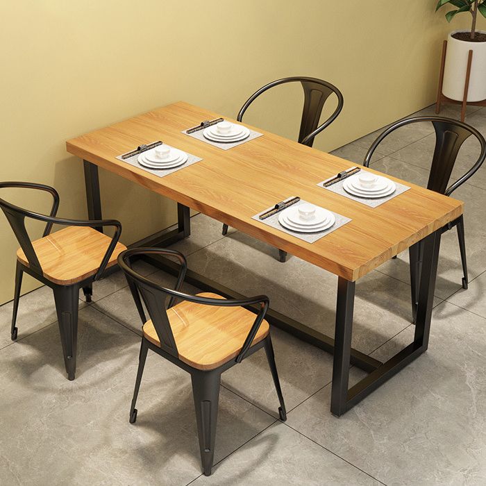 Industrial Pine Solid Wood Table Rectangle Dining Table with Trestle Base Clearhalo 'Dining Tables & Seating' 'Dining Tables' 'dining_table' 'furn' 'furn_dining_table' 'Furniture' 'Kitchen & Dining Furniture' 1200x1200_a16146ca-e9dc-4a58-a07f-7e6562f39c12