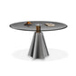 Modern Round Dining Table Glass Tabletop with Stainless Steel Pedestal Base