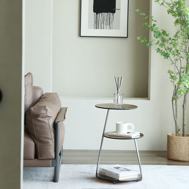 Modern Corner Table Round 3-Tier Side End Table with Storage