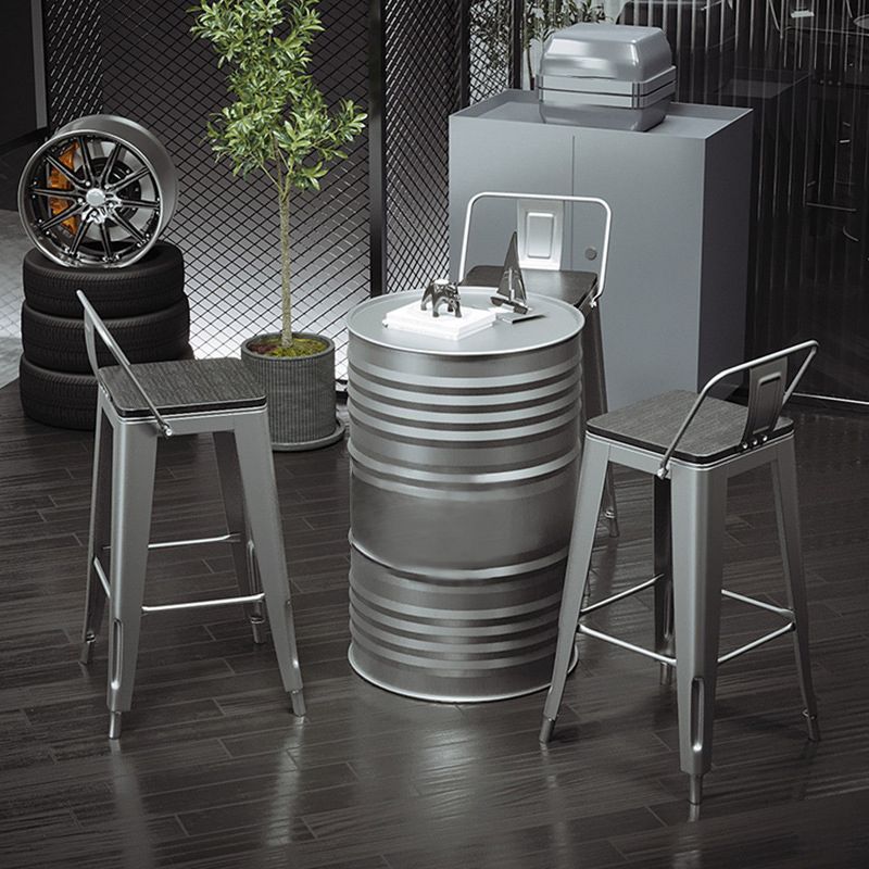 1/3/4 Pieces Industrial Bar Stool and Table Set Silver Iron Bar Set Clearhalo 'Bar Furniture' 'furn' 'furn_home_bar_bar_sets' 'Furniture' 'Home Bars & Bar Sets' 'home_bar_bar_sets' 'Kitchen & Dining Furniture' 1200x1200_a165b751-9375-4468-8aa0-e3385bb8607c