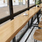 Table de pub à base noire, plateau en bois massif, à hauteur de bar, pour utilisation sur patio