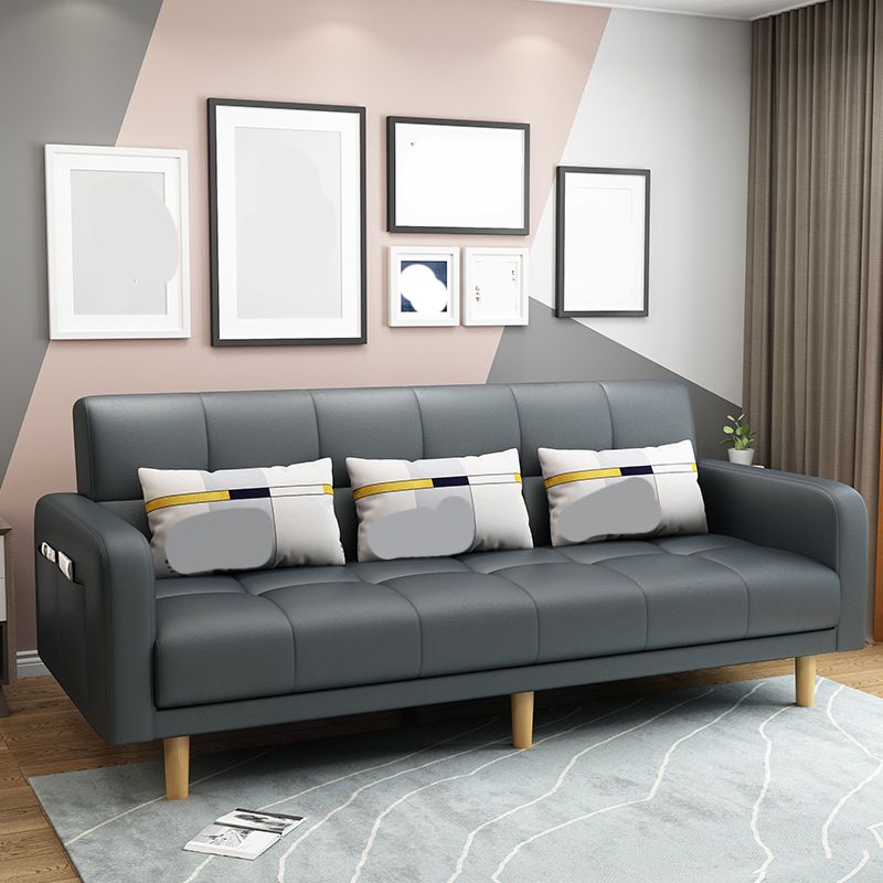 Modern Style Wooden Base Scientific Cloth Cushion with Pillow Rectangular Sofa Clearhalo 'furn' 'furn_sofas' 'Furniture' 'furniture_sofas' 'kitchen' 'kitchen_sofas' 'Living Room Furniture' 'Sofa' 'sofas' 1200x1200_a16cec1d-266d-4d1e-a1eb-aeed13f8c077