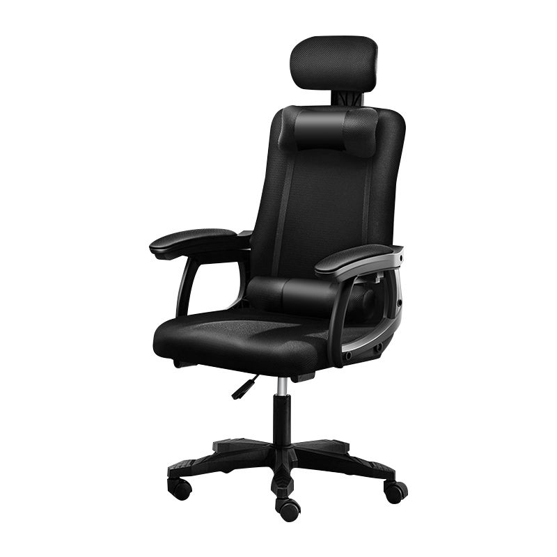 Black Nylon Frame Modern Computer Desk Chair with Wheels High Back Task Chair with Arms Clearhalo 'Furniture' 'furniture_office_chair' 'Office Chairs' 'Office Furniture' 'office_chair' 1200x1200_a16d90f7-2b8b-4815-8f73-4e7a8da5c3b3