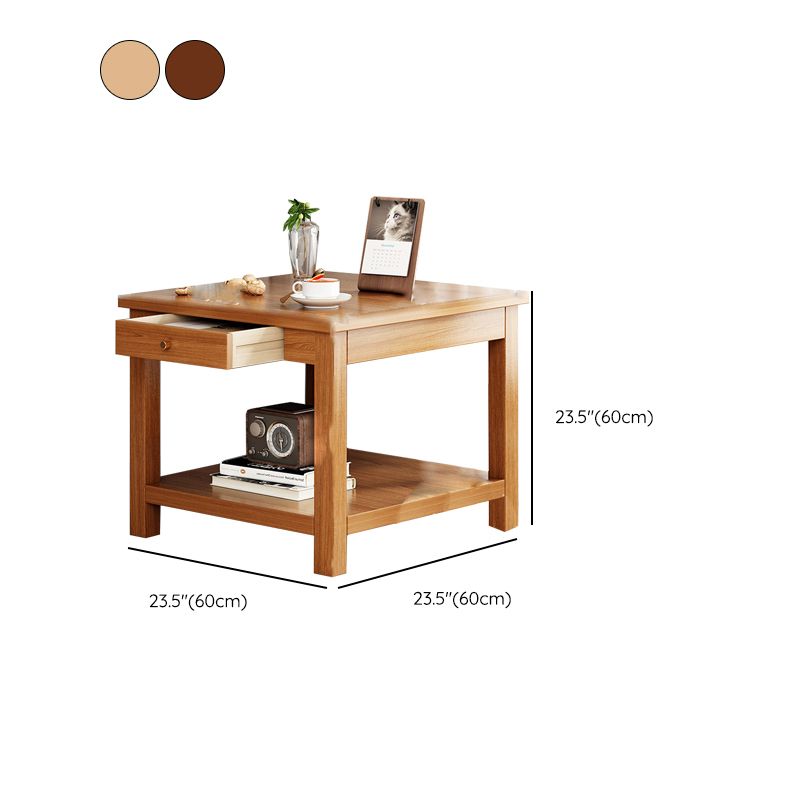 Contemporary Side Table Double Tier Wood Accent Side Table with Shelf