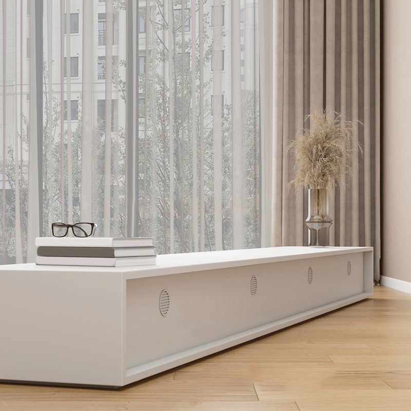 Faux Wood TV Console White Contemporary Cable Management Media Console Clearhalo 'furn' 'furn_tv_stands_entertainment_centers' 'Furniture' 'Living Room Furniture' 'TV Stands & Entertainment Centers' 'TV Stands & Media Storage Furniture' 'tv_stands_entertainment_centers' 1200x1200_a172e7ca-d20a-4a3f-9c8e-2b91dc48bc71