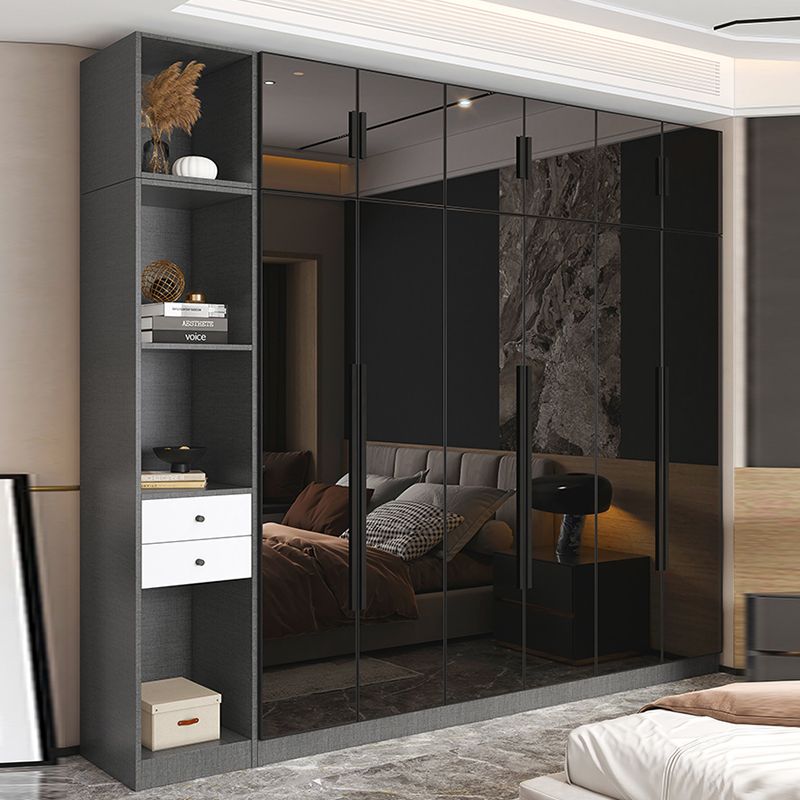 Armario de cristal de color negro con puerta de cierre suave para el hogar