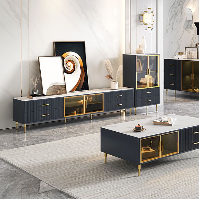 Poner de Stone and Wood TV Stand Scandinavian 4-Drawer TV Console