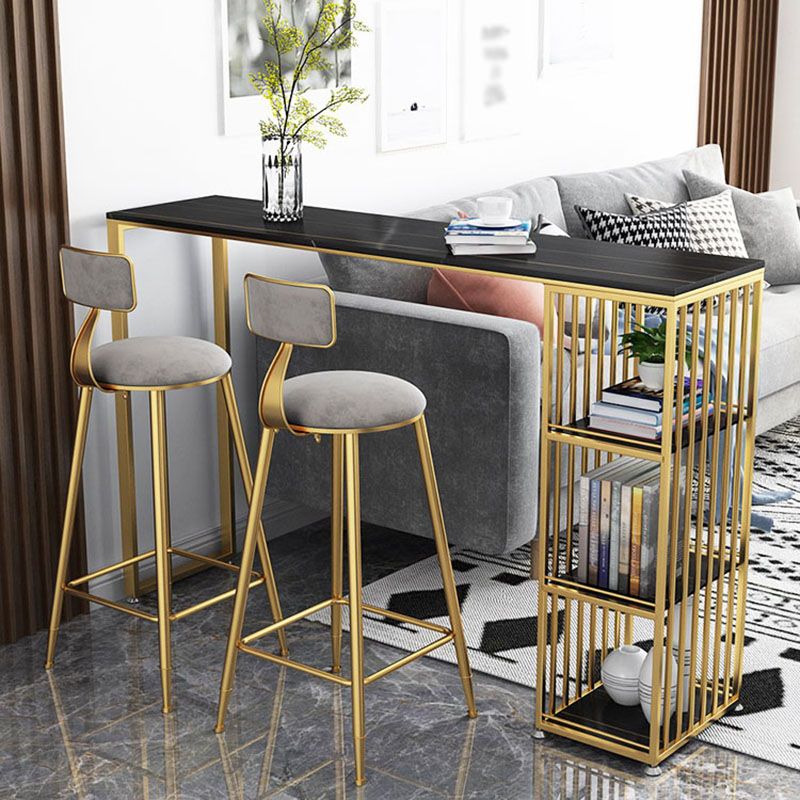 Glam Marble Bar Table with Rectangle Table Top Double Pedestal Table with 42-inch Height Clearhalo 'Bar Furniture' 'Bar Tables' 'bar_tables' 'furn' 'furn_bar_tables' 'Furniture' 'furniture_bar_tables' 'Kitchen & Dining Furniture' 1200x1200_a1731299-a4f7-4c4e-af34-93cd6207ce84