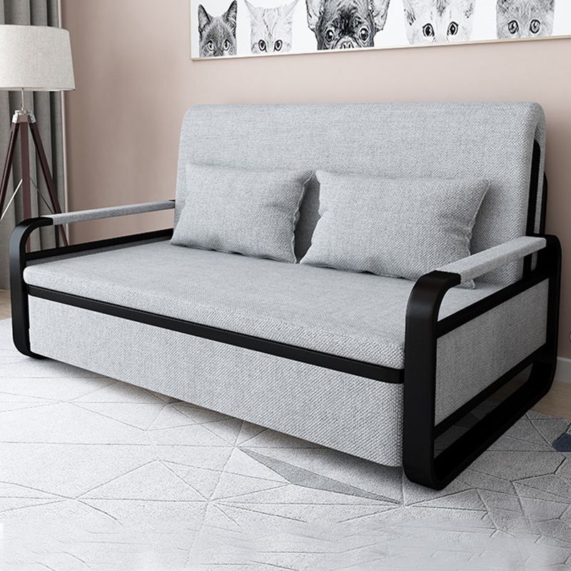 Contemporary Tight Back Sofa Bed Square Arm Fabric Sofa with Storage