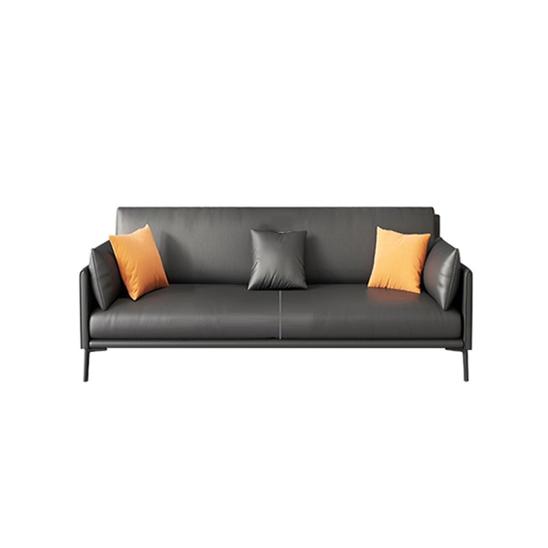 32.28" H Scandinavian Standard Square Arm Sofa with Pillow Back in Brown Finish Clearhalo 'furn' 'furn_sofas' 'Furniture' 'furniture_sofas' 'kitchen' 'kitchen_sofas' 'Living Room Furniture' 'Sofa' 'sofas' 1200x1200_a175dfef-df29-4f4d-9d08-4635786e3935