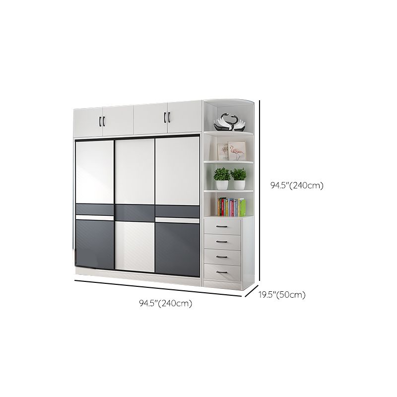 Weiße Holzrahmen Garderobe freistehende Garderobe Armoire mit Regalen