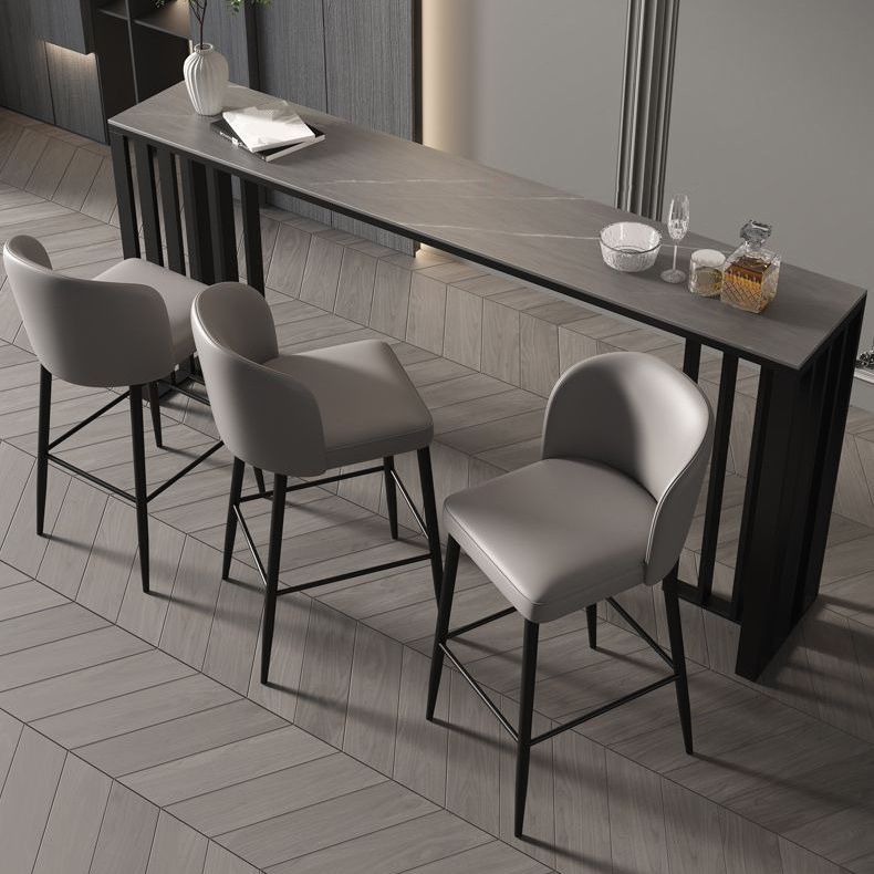 Industrial Style Bar Table Stone Top Bistro Table with Black Base Clearhalo 'Bar Furniture' 'Bar Tables' 'bar_tables' 'furn' 'furn_bar_tables' 'Furniture' 'Kitchen & Dining Furniture' 1200x1200_a17681d6-0398-4912-84f1-09afd57feba3