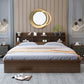 Brown Finish Standard Bed with Headboard Panel Bed Lift Up Storage