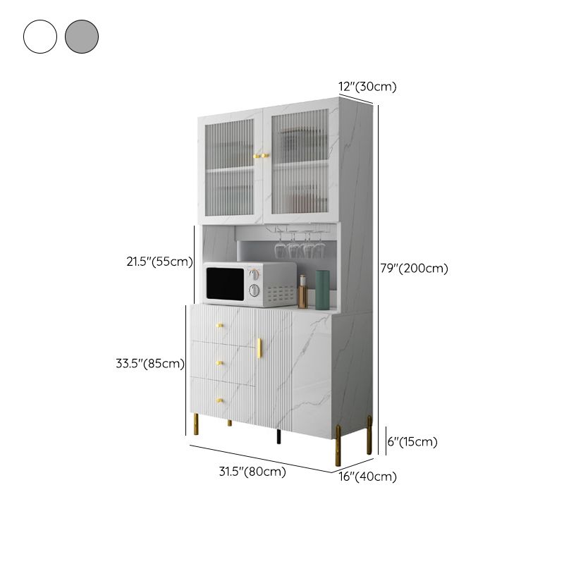 Glam Glass Door Sideboard Engineered Wood Side Board with 3 Drawers Clearhalo 'buffet_sideboard' 'Buffets & Sideboards' 'furn' 'furn_buffet_sideboard' 'Furniture' 'Kitchen & Dining Furniture' 1200x1200_a17a9852-0f8a-42a8-85b7-2e633f837131