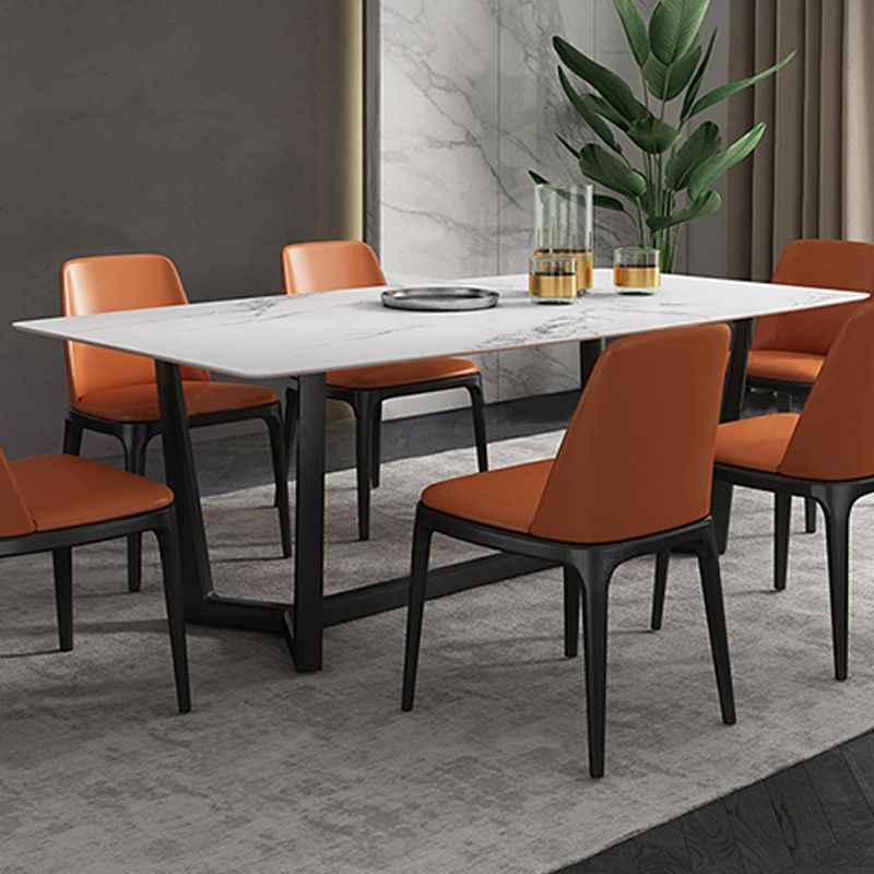 Industrial Sintered Stone Top Dining Table Rectangle Table with Trestle Base Clearhalo 'Dining Tables & Seating' 'Dining Tables' 'dining_table' 'furn' 'furn_dining_table' 'Furniture' 'Kitchen & Dining Furniture' 1200x1200_a17afa66-4bee-4697-9823-159f655d408e