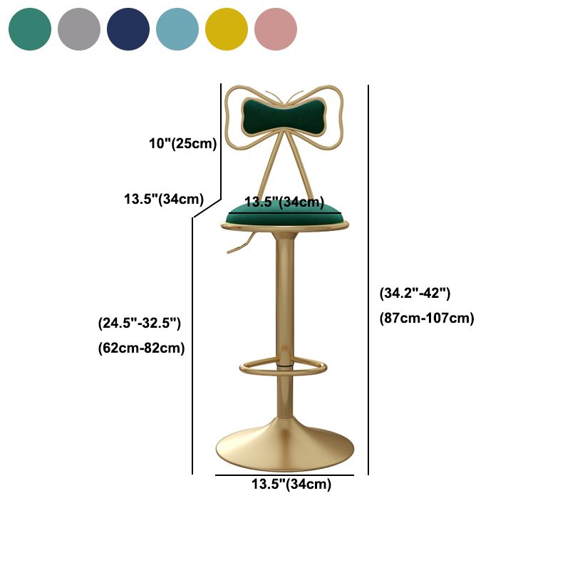 Glam Iron Adjustable Swivel Barstool Low Back Indoor Tall Stool with Upholstered Seat Clearhalo 'Bar Furniture' 'Bar Stools' 'bar_stools' 'furn' 'furn_bar_stools' 'Furniture' 'furniture_bar_stools' 'Kitchen & Dining Furniture' 1200x1200_a17d1fa0-bde5-4dce-b323-69c1463ab30d