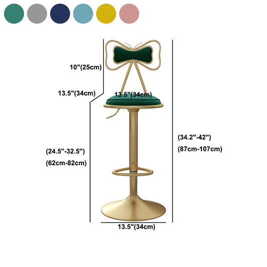 Glam Iron Adjustable Swivel Barstool Low Back Indoor Tall Stool with Upholstered Seat Clearhalo 'Bar Furniture' 'Bar Stools' 'bar_stools' 'furn' 'furn_bar_stools' 'Furniture' 'furniture_bar_stools' 'Kitchen & Dining Furniture' 1200x1200_a17d1fa0-bde5-4dce-b323-69c1463ab30d