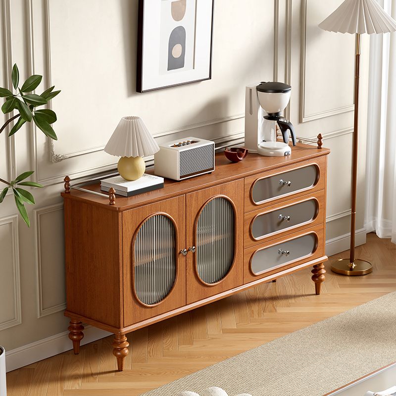 Scheda di vetro in legno in stile moderno Scheda laterale con cassetti e armadi