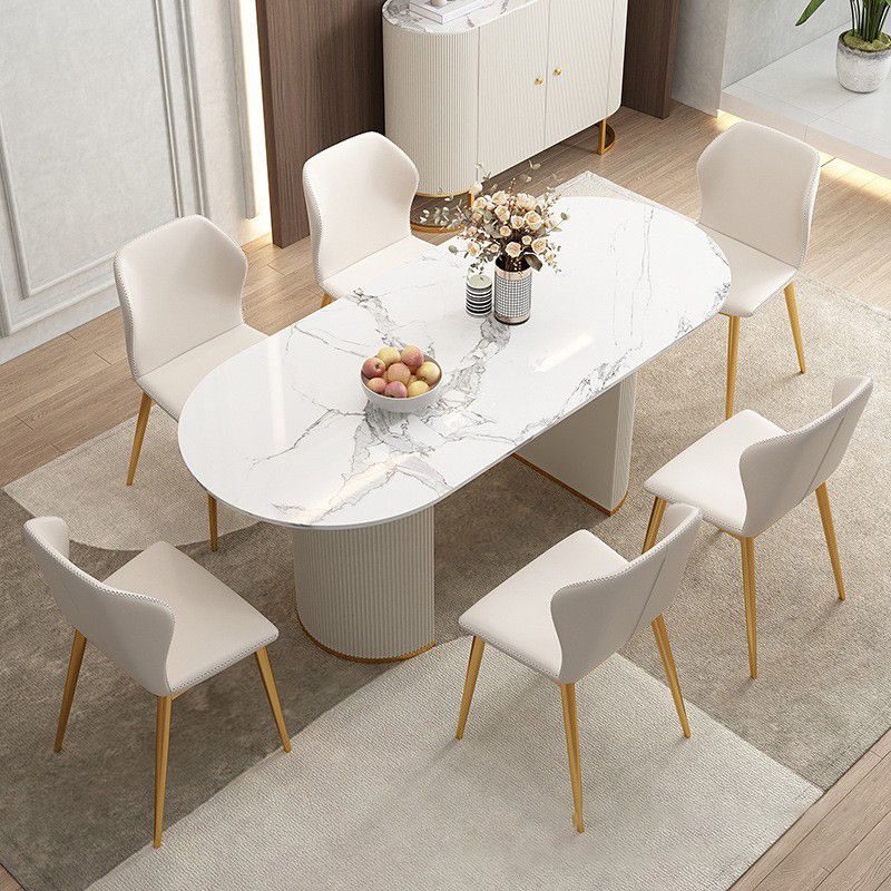 Ensemble de Table à manger en pierre frittée Glam nordique, ensemble de Table à manger ovale de 1/4/5/7 pièces pour la maison