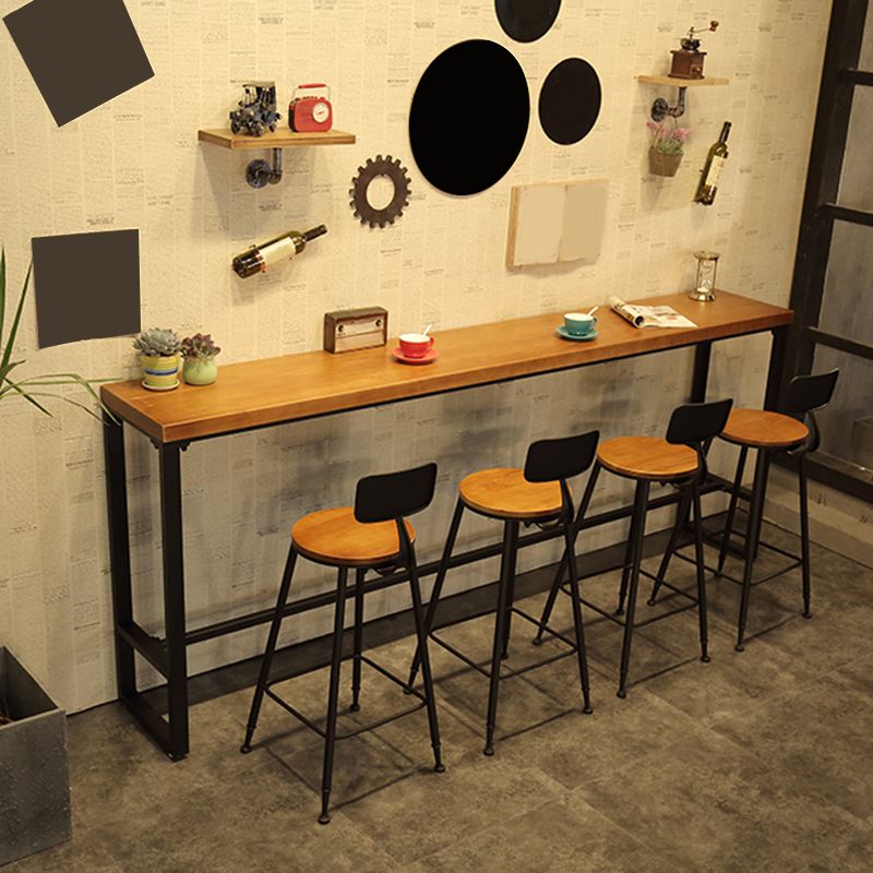 Eettafel op schraagbasis, industriële massief houten bartafel voor bistro