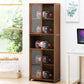 Vertical Bookcase with Doors Bamboo Book Shelf for Home Office