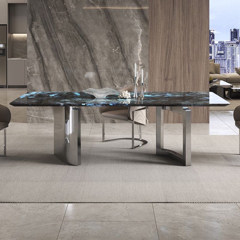 1/4/7ピース長方形の石トップステンレス鋼ベースダイニングセット