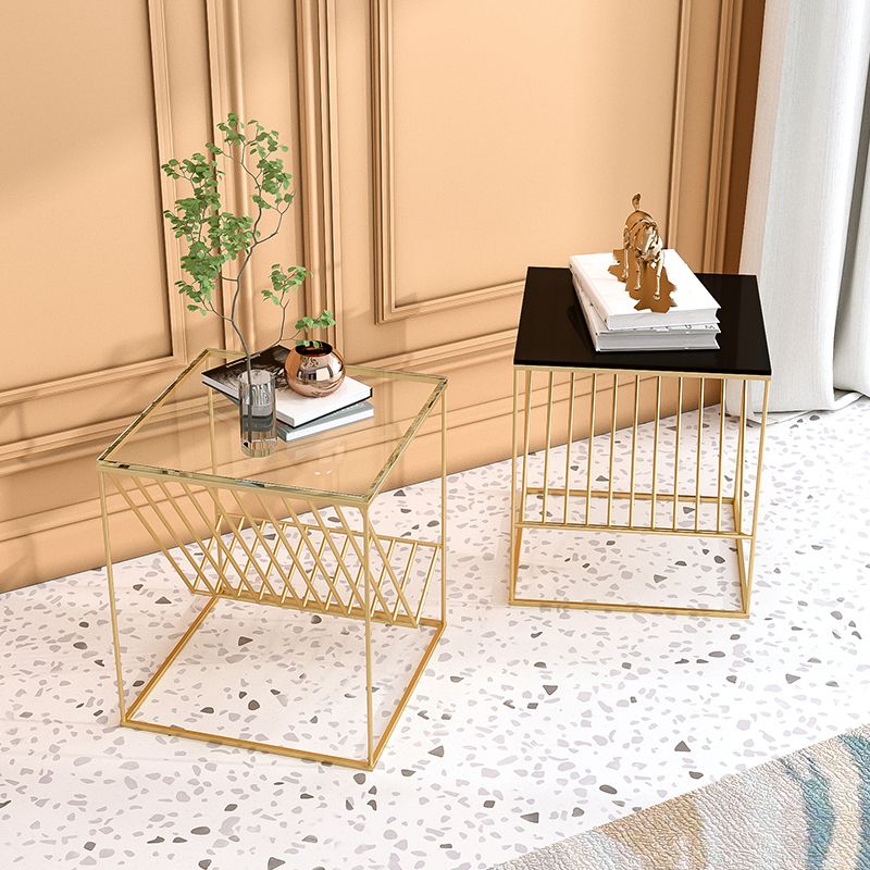 Moderne accenttafel nachtkastje glas nachttafel met planken, 19,7 "lang