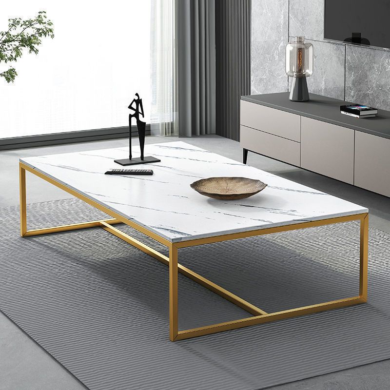Trestle Type/frame Base Rectangular Slate Table Board Glam Style Coffee Table Clearhalo 'Coffee & Accent Tables' 'Coffee Tables' 'coffee_tables' 'furn' 'furn_coffee_tables' 'Furniture' 'Living Room Furniture' 1200x1200_a185facb-d450-4a76-bd83-4b66c25125dc