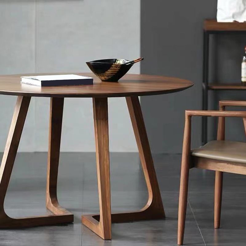 Mesa de centro con patas de trineo de madera única, mesa de cóctel redonda
