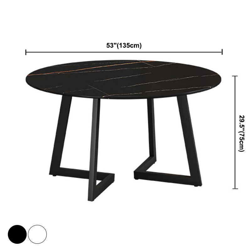 Glam Round Sintered Stone Dining Table Standard Kitchen Dining Table with Double Pedestal Base Clearhalo ' dining_table' 'Dining Tables & Seating' 'Dining Tables' 'furn' 'furn_dining_table' 'Furniture' 'furniture_dining_table' 'Kitchen & Dining Furniture' 'kitchen&dining_furn' 'kitchen' 'kitchen_dining_table' 1200x1200_a189b331-b1e3-4fee-899a-b74ba020602e