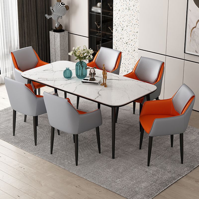 Contemporary Faux Leather Dining Chairs Upholstered Arm Chair with Metal Legs for Restaurant Clearhalo ' kitchen&dining_furn' 'Dining Chairs' 'Dining Tables & Seating' 'dining_chair' 'furn' 'furn_dining_chair' 'Furniture' 'furniture_dining_chair' 'Kitchen & Dining Furniture' 'kitchen' 1200x1200_a18a97c6-065c-4e27-84af-d1da40016302