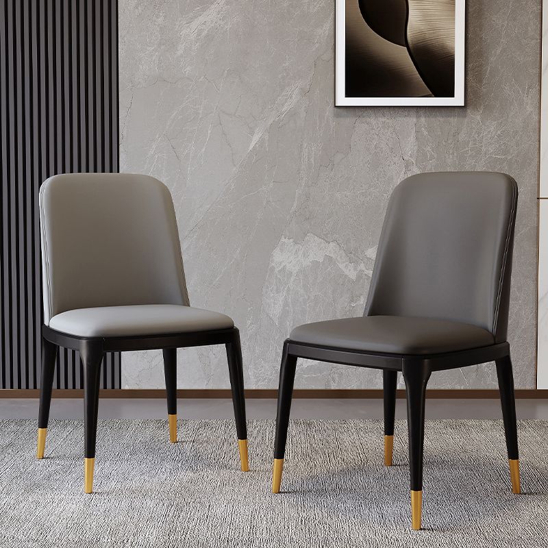Modern Backrest Armless Leather Chair with Plastic Legs for Dining Room Clearhalo 'Dining Chairs' 'Dining Tables & Seating' 'dining_chair' 'furn' 'furn_dining_chair' 'Furniture' 'Kitchen & Dining Furniture' 1200x1200_a18d0ba2-4fa3-4e42-816e-d5f90aa2d994