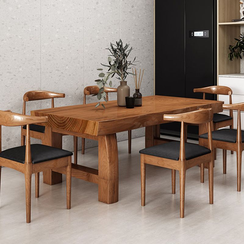 Mesa de comedor rectangular con pedestal doble, mesa moderna de madera de pino para uso en cocina