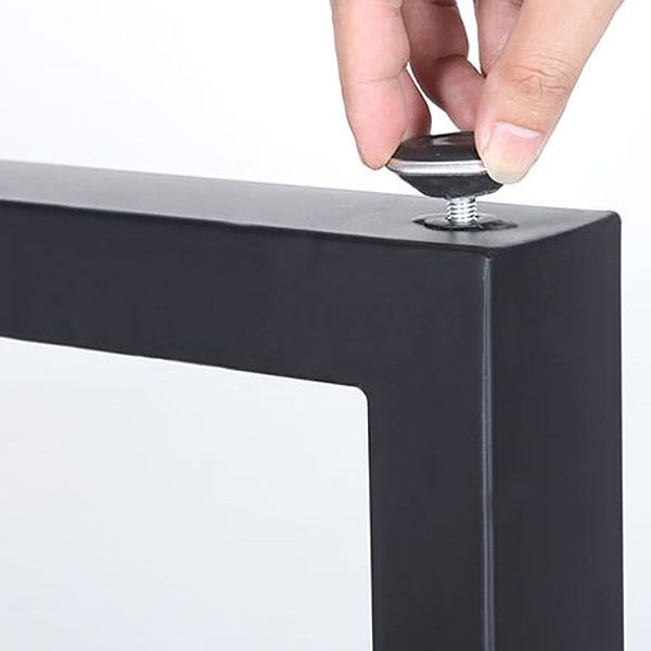 Tavolo da pub rettangolare top in legno pino tavolo da bar moderno con doppio piedistallo in nero