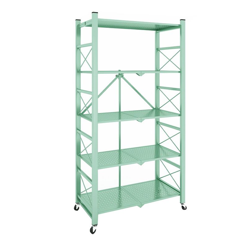 Industrial Geometric Bookcase Metal Open Back Bookcase with Wheels Clearhalo 'Bookcases' 'furn' 'furn_bookcases' 'Furniture' 'furniture_bookcases' 'Office Furniture' 1200x1200_a18ecbaf-e543-40ff-8071-c7b9a6aa89dc