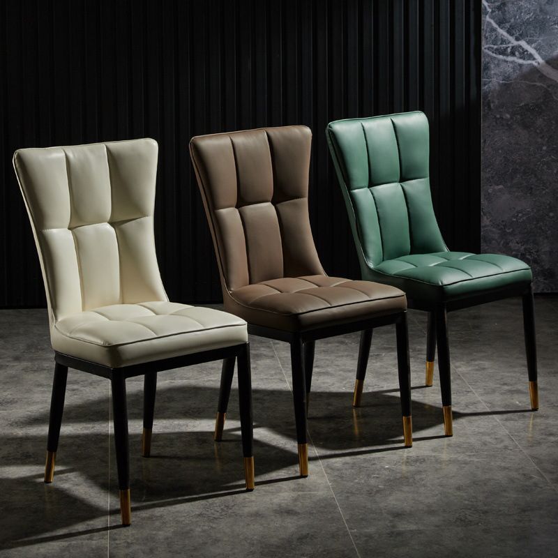 Modern Leather Armless Dining Chairs Upholstered Side Chairs with Metal Legs Clearhalo ' kitchen&dining_furn' 'Dining Chairs' 'Dining Tables & Seating' 'dining_chair' 'furn' 'furn_dining_chair' 'Furniture' 'furniture_dining_chair' 'Kitchen & Dining Furniture' 'kitchen' 1200x1200_a191ab55-ed94-4241-bc78-a3e07a482928