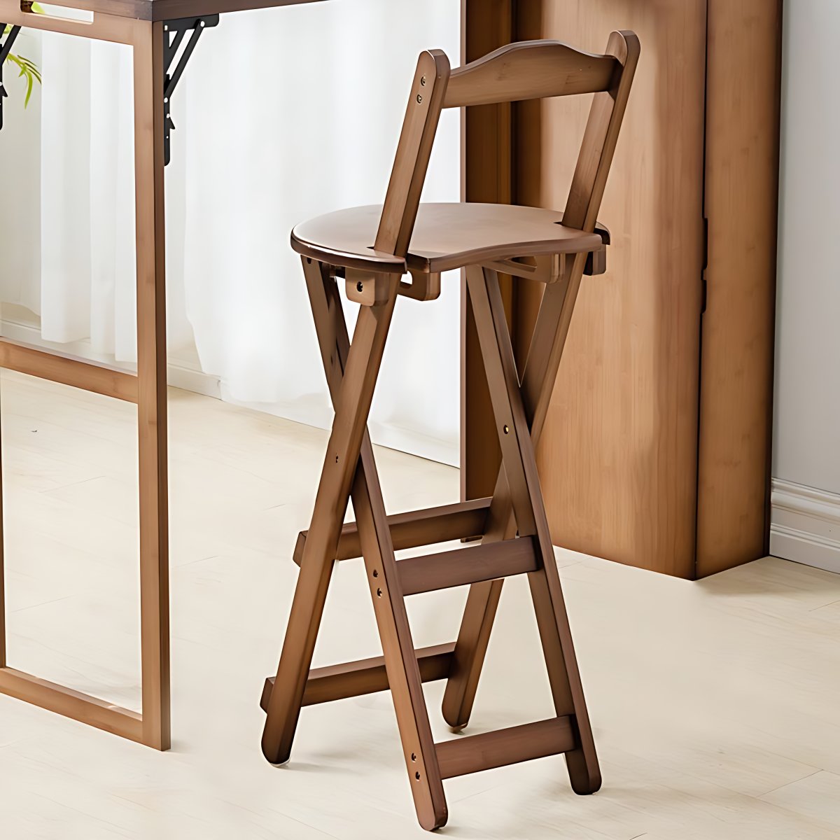 Modern Armless Backrest Counter Stool Wood Study Bar Stool with Wooden ...